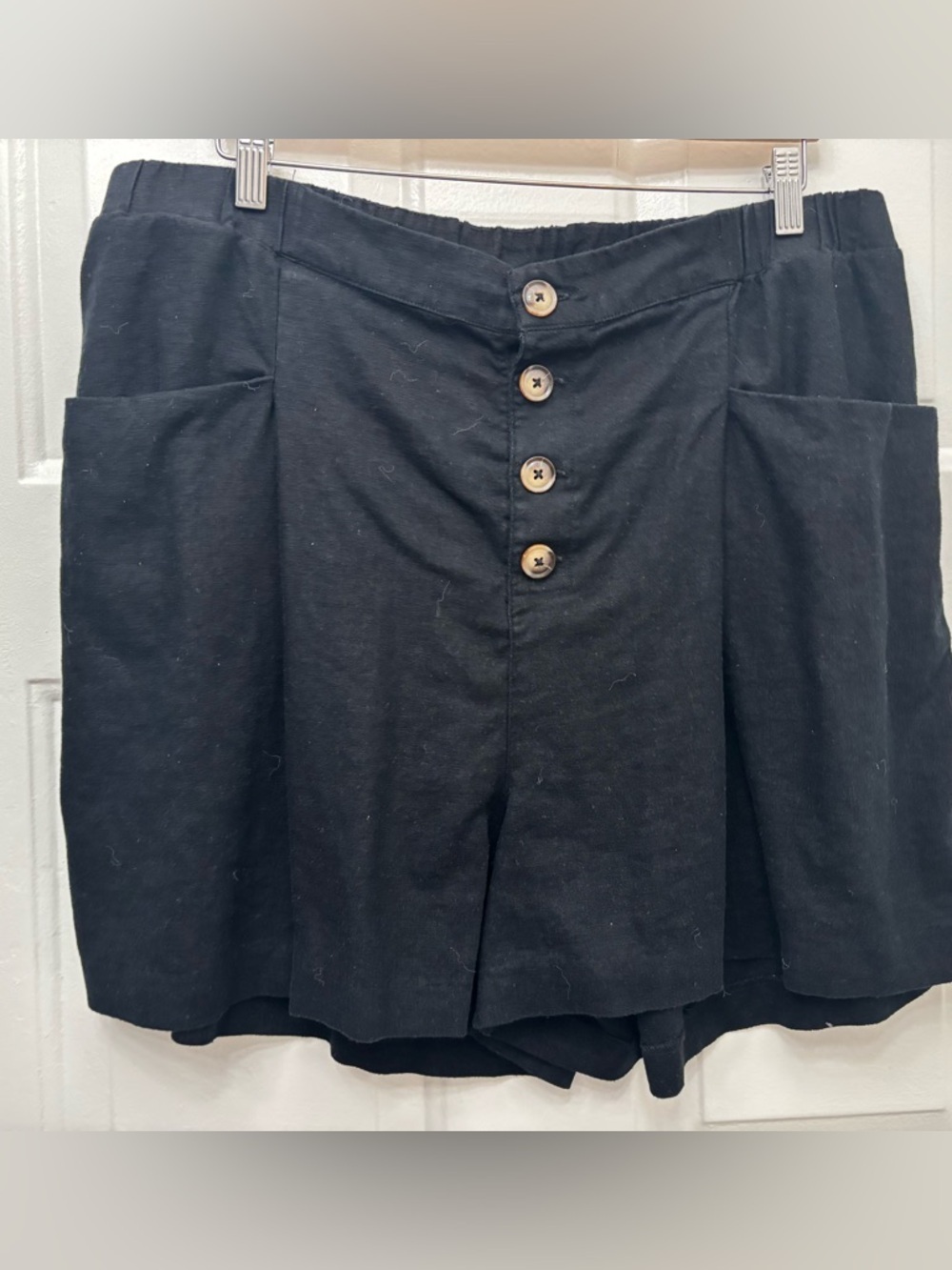 Eloquii Black Button-Front Short